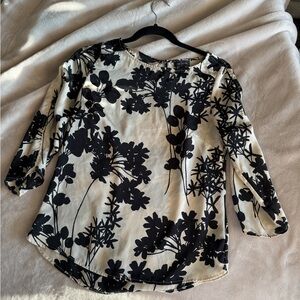 The Limited Black and White Floral Blouse